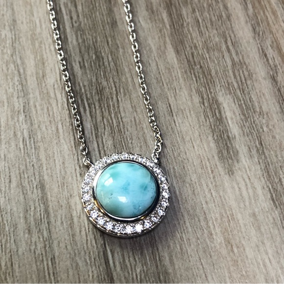 Larimar CZ Sterling Silver Necklace - Picture 3 of 9